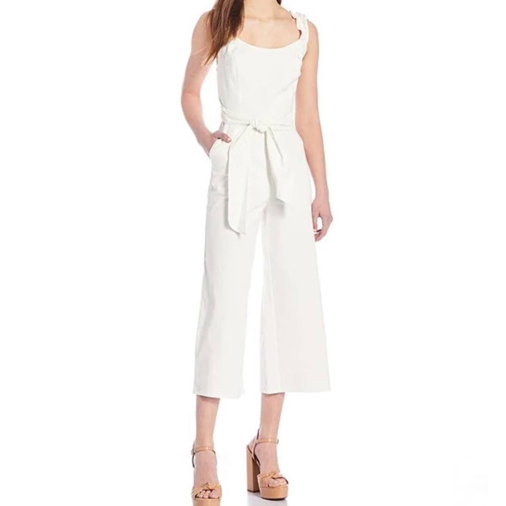 Fraiche by J Coastal Wide Leg Cropped Jumpsuit Size Large NEW